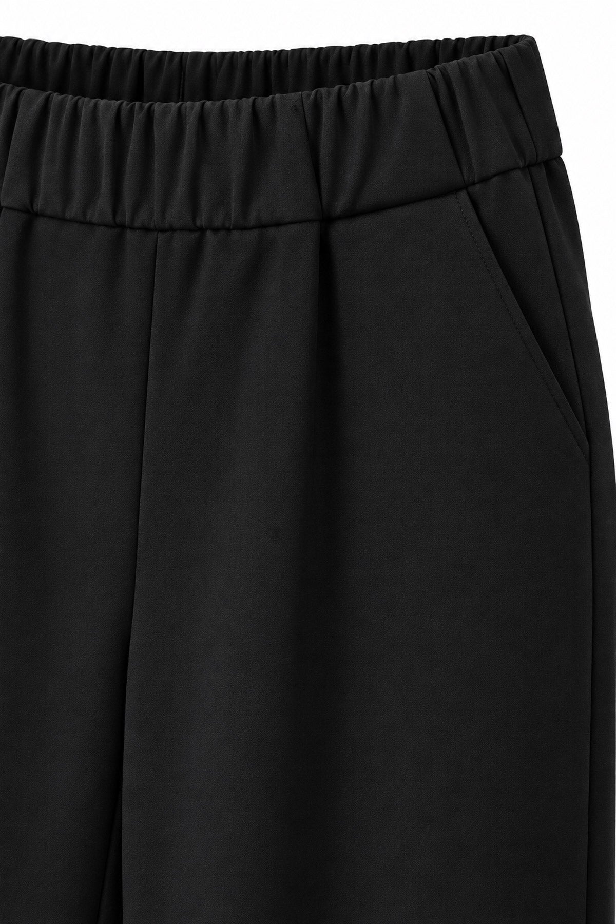 Beli Lastikli Düz Paça Pantolon Si̇yah