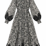 Desenli Midi Elbise GRİ