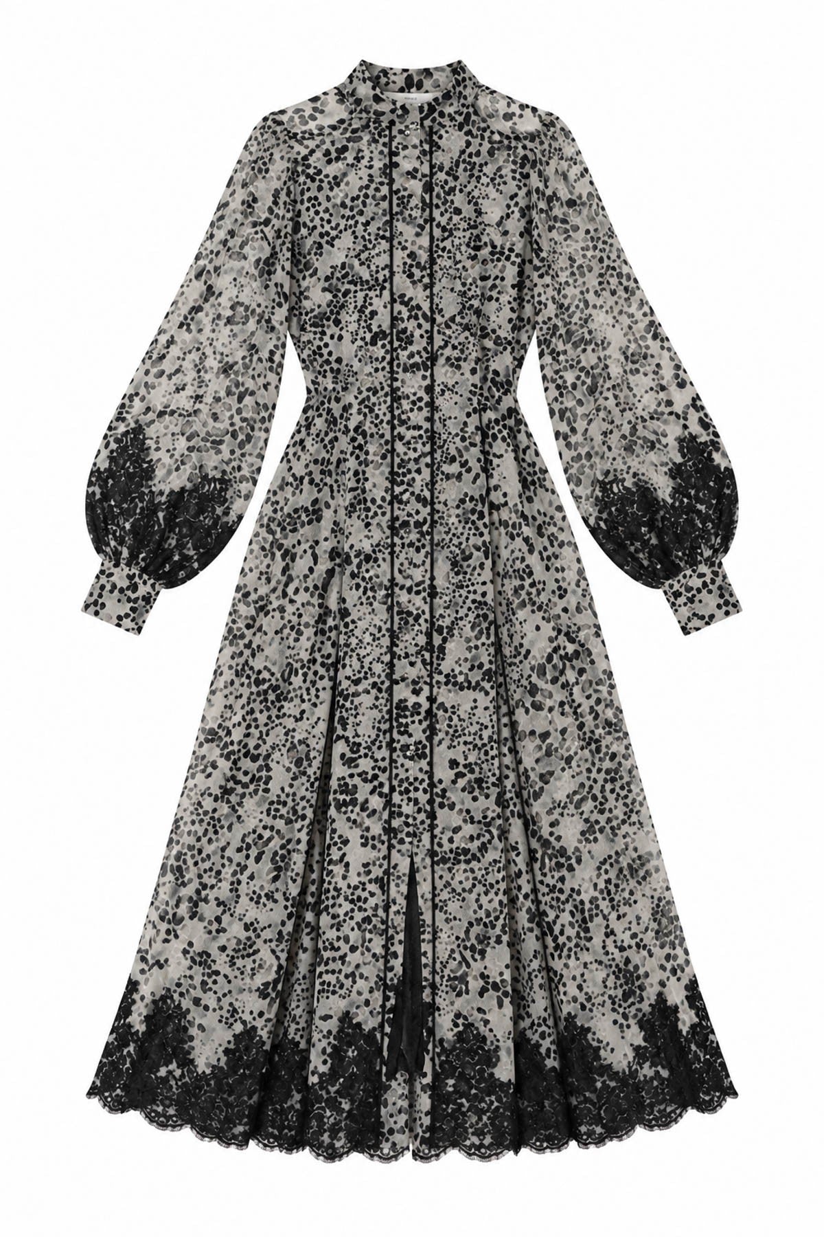 Desenli Midi Elbise GRİ