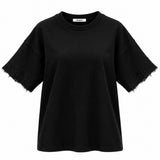 Dantel Detaylı Regular T-Shirt - SİYAH - 1
