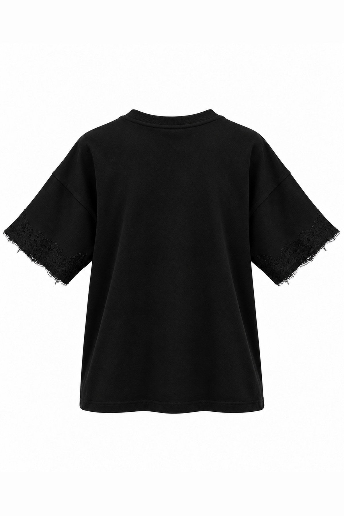 Dantel Detaylı Regular T-Shirt - SİYAH - 3