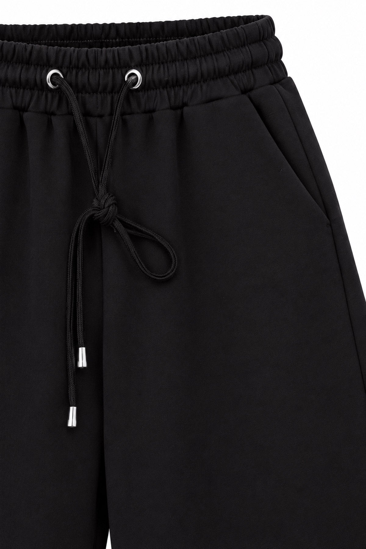 Beli Lastikli Bağcıklı Geniş Paça Pantolon - Kahve