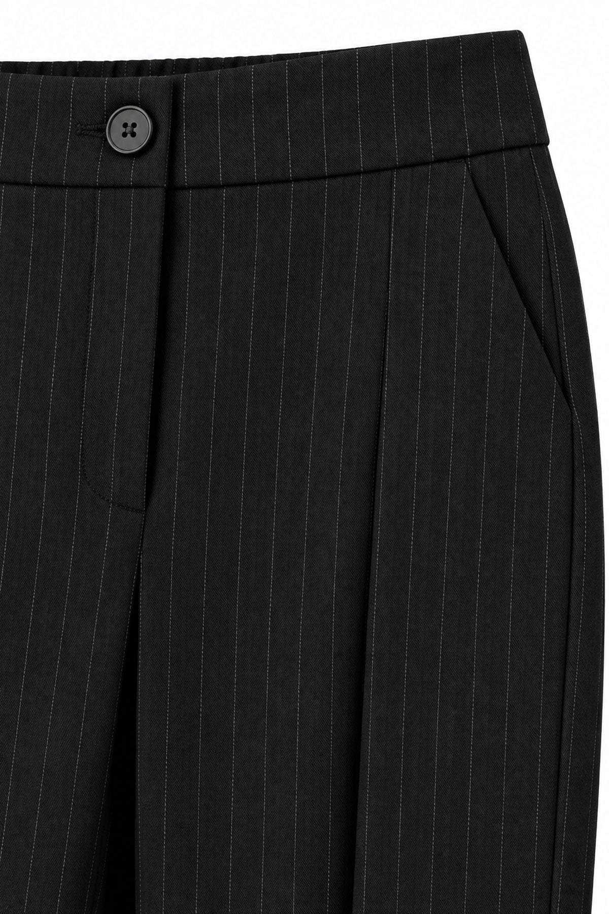 Çizgili Kumaş Beli Lastikli Pantolon