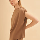 Kayık Yaka Drape Detaylı Bluz