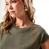 Omuz İşlemeli Regular T-Shirt
