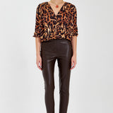Slim Fit Suni Deri Pantolon