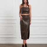 Slim Fit Suni Deri Bluz