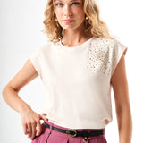 Omuz İşlemeli Regular T-Shirt