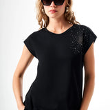 Omuz İşlemeli Regular T-Shirt