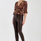 Slim Fit Suni Deri Pantolon