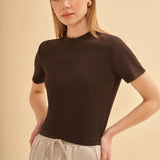 Sıfır Yaka Crop T-Shirt