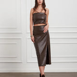 Slim Fit Suni Deri Bluz