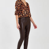 Slim Fit Suni Deri Pantolon