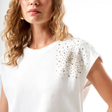 Omuz İşlemeli Regular T-Shirt