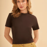 Sıfır Yaka Crop T-Shirt