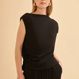 Kayık Yaka Drape Detaylı Bluz