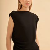 Kayık Yaka Drape Detaylı Bluz