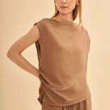 Kayık Yaka Drape Detaylı Bluz