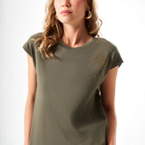 Omuz İşlemeli Regular T-Shirt