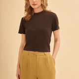 Sıfır Yaka Crop T-Shirt
