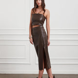 Slim Fit Suni Deri Bluz