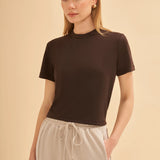 Sıfır Yaka Crop T-Shirt