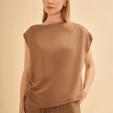 Kayık Yaka Drape Detaylı Bluz