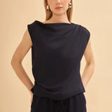 Kayık Yaka Drape Detaylı Bluz