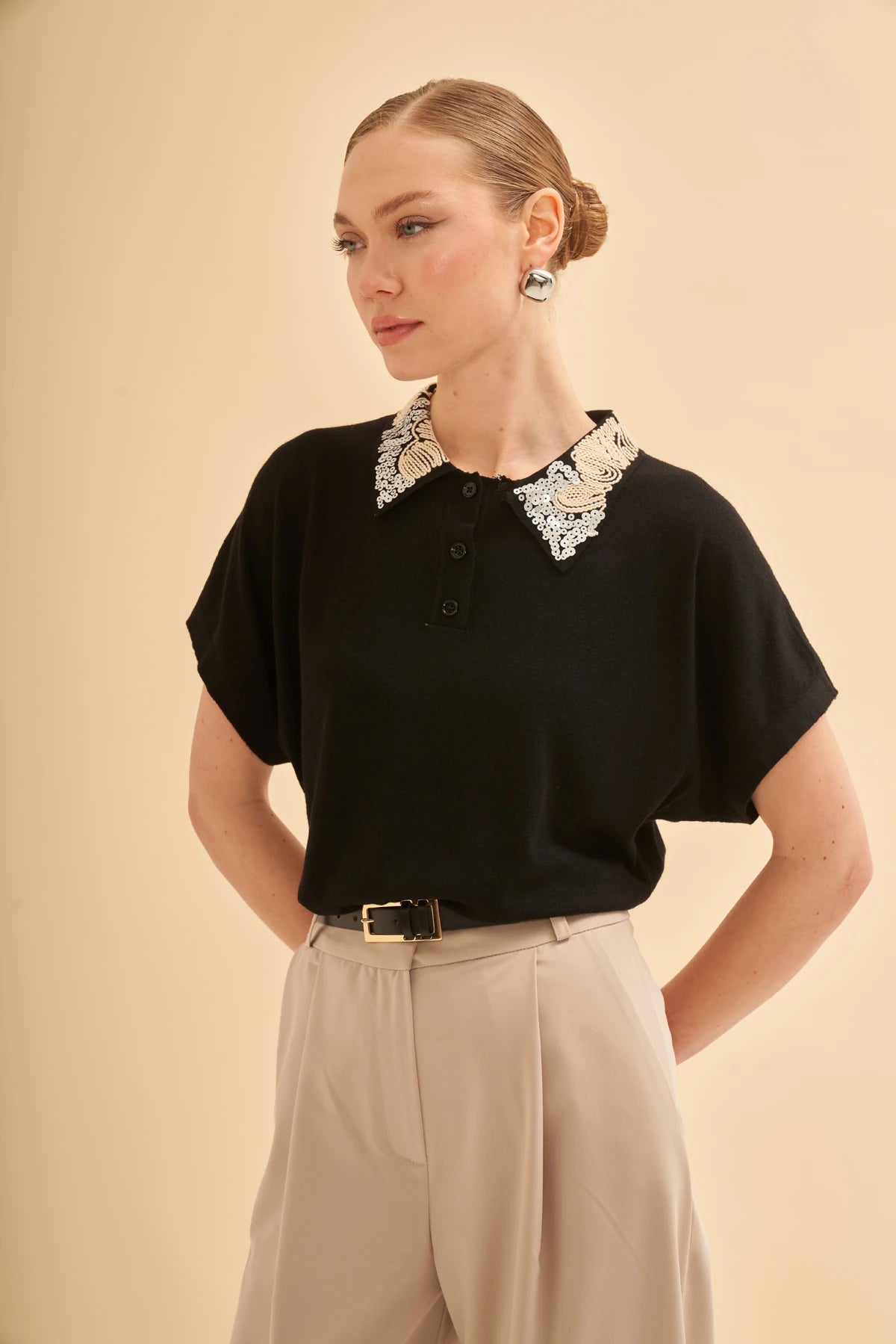 Nakış Detaylı Regular Triko  Bluz