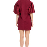 Balon Kol Taş Detaylı Mini Elbise