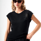 Omuz İşlemeli Regular T-Shirt