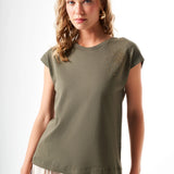 Omuz İşlemeli Regular T-Shirt