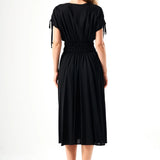 V Yaka Regular Midi Elbise