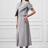 Mini Ceketli Midi Elbise GRİ