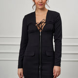 Slim Fit Mini Elbise SİYAH