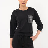 Geniş Yaka Sweatshirt SİYAH