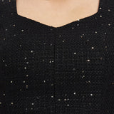 Pul Detaylı Crop Bluz SİYAH