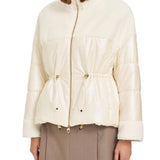 Beli Lastikli Dik Yaka Mont WHITE