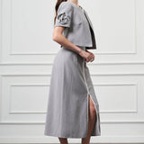 Mini Ceketli Midi Elbise GRİ