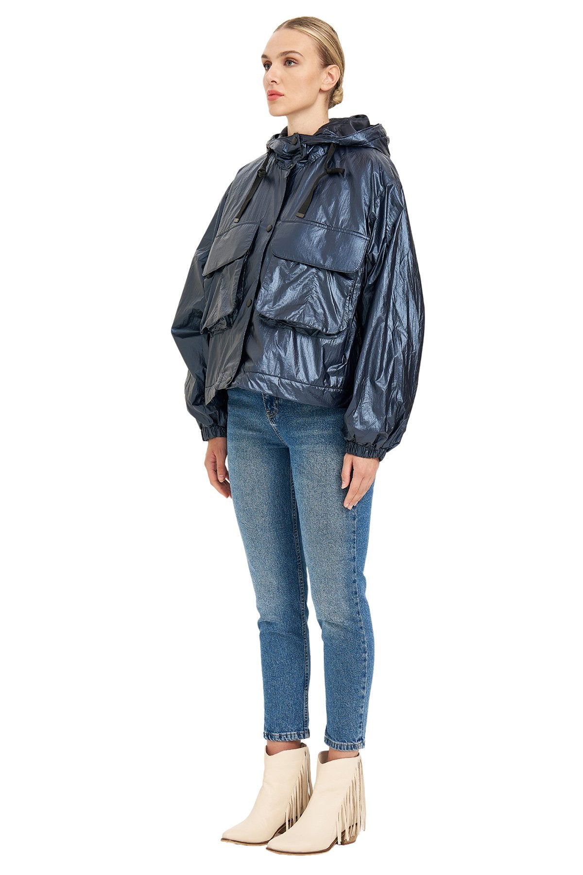 Kargo Cepli Oversize Mont LACİVERT