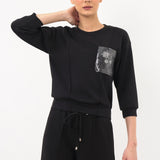 Geniş Yaka Sweatshirt SİYAH