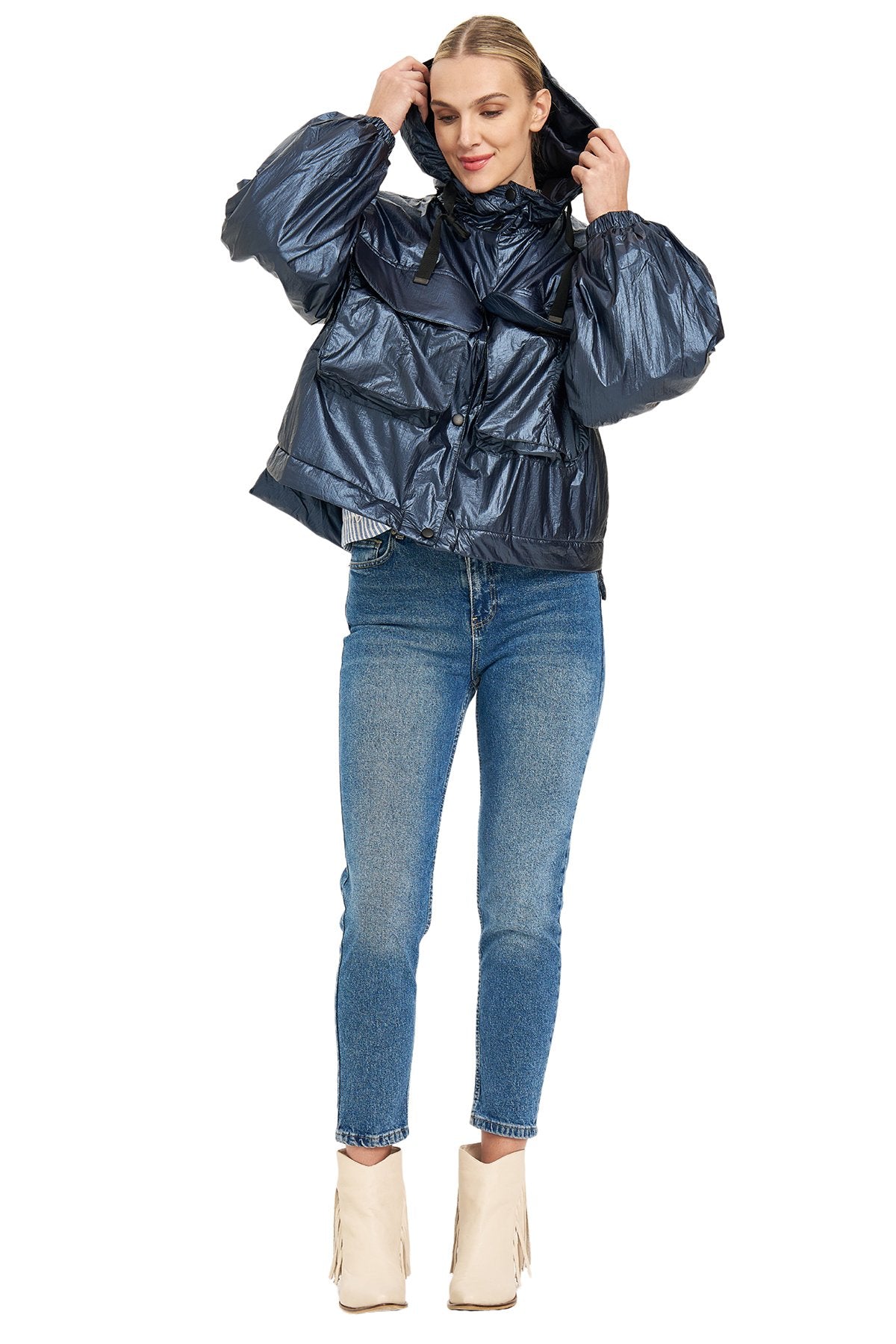 Kargo Cepli Oversize Mont LACİVERT