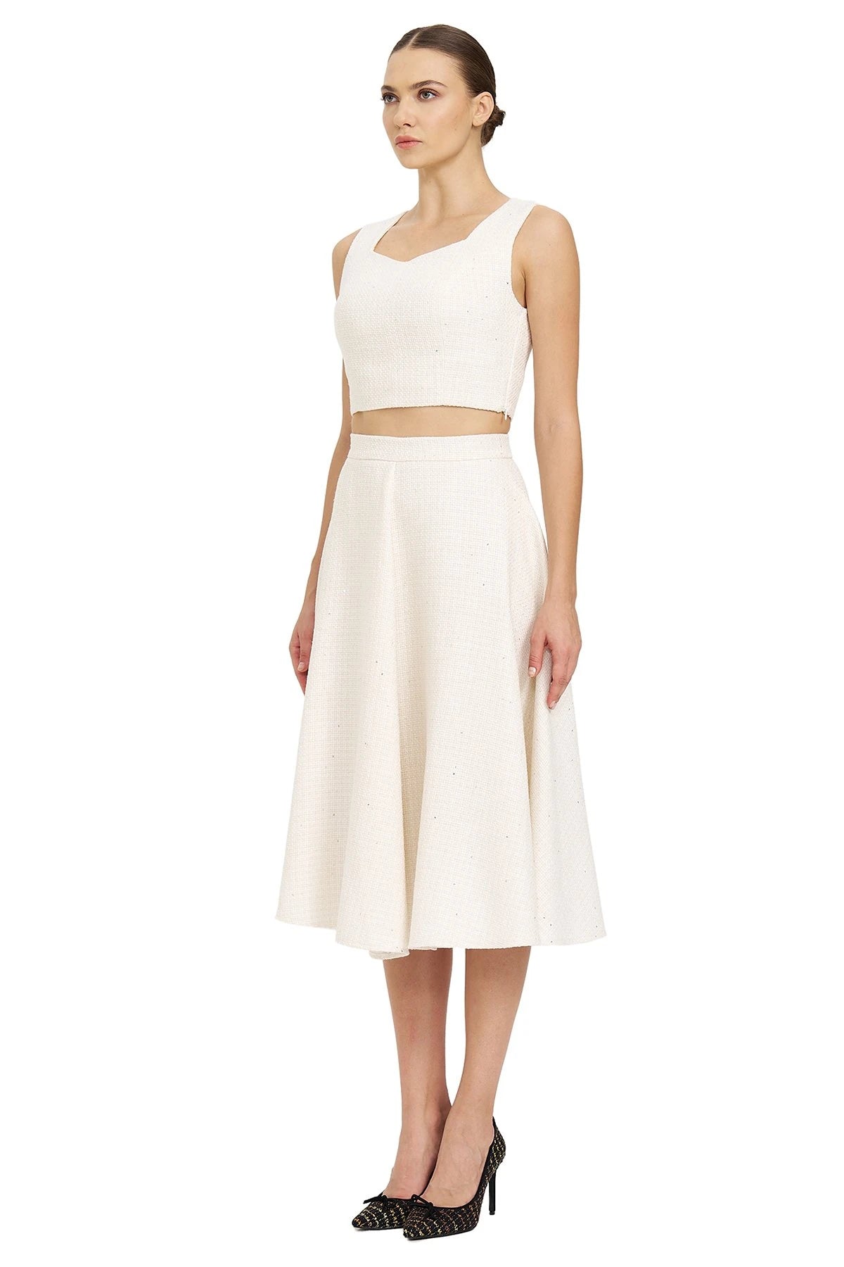 Pul Detaylı Crop Bluz BEYAZ
