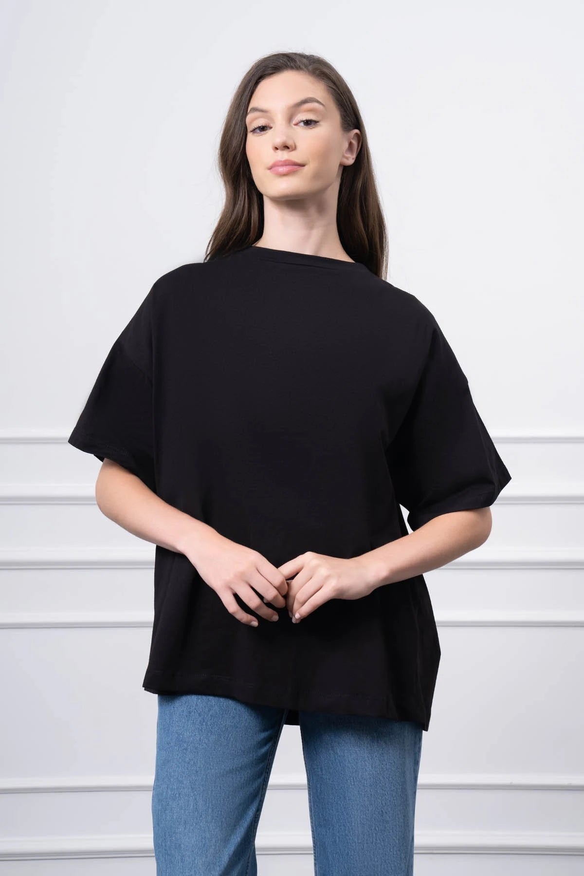 Çıtçıt Detaylı T-Shirt SİYAH