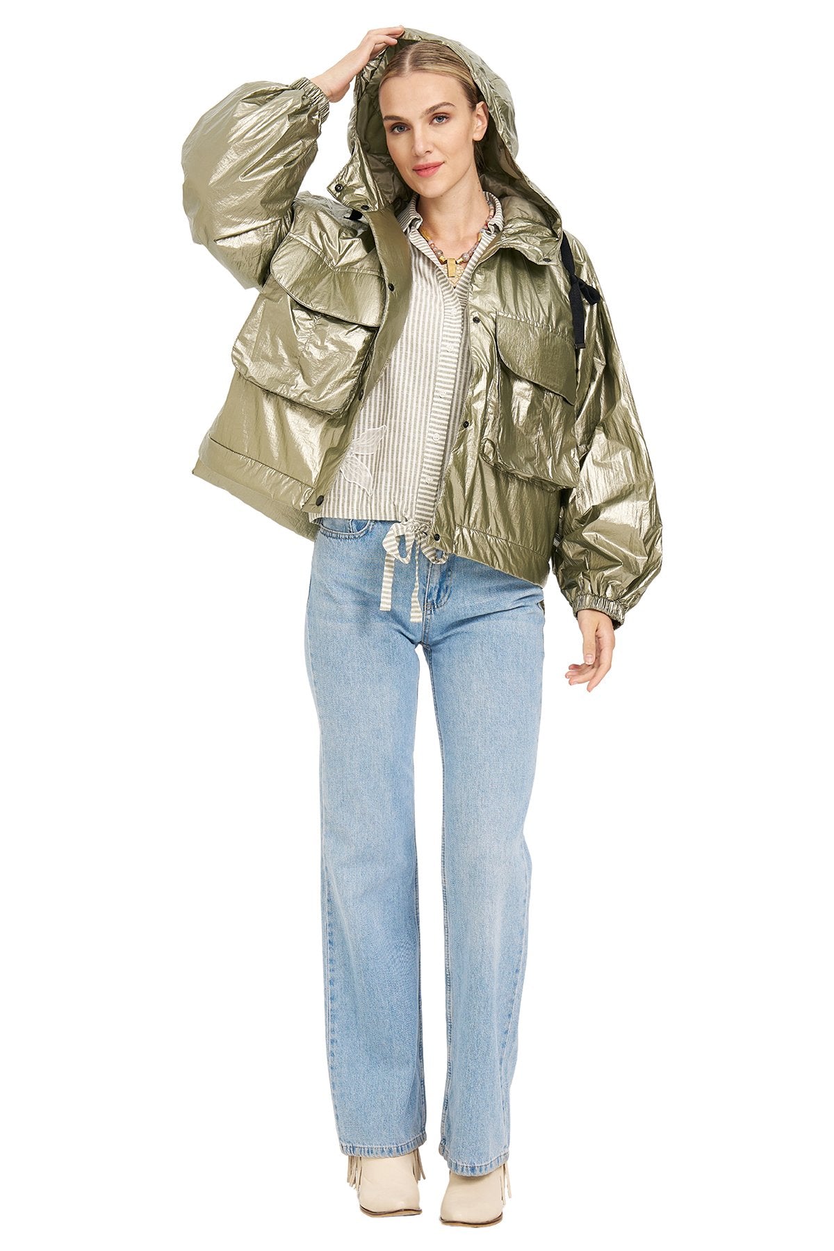 Kargo Cepli Oversize Mont YEŞİL