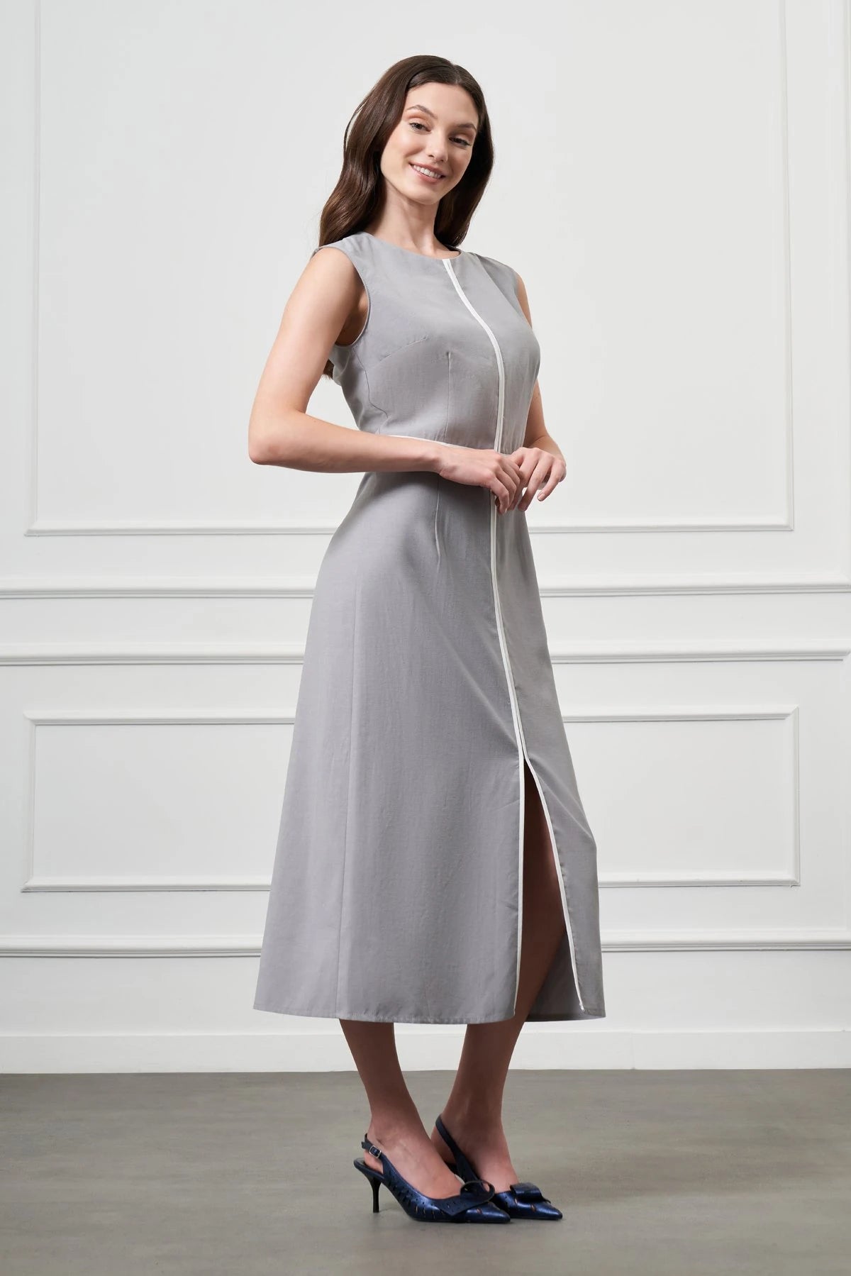 Mini Ceketli Midi Elbise GRİ