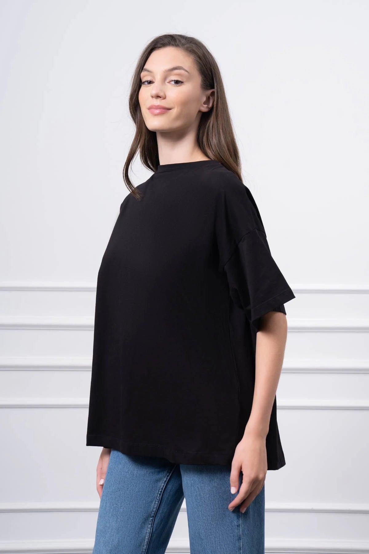 Çıtçıt Detaylı T-Shirt SİYAH