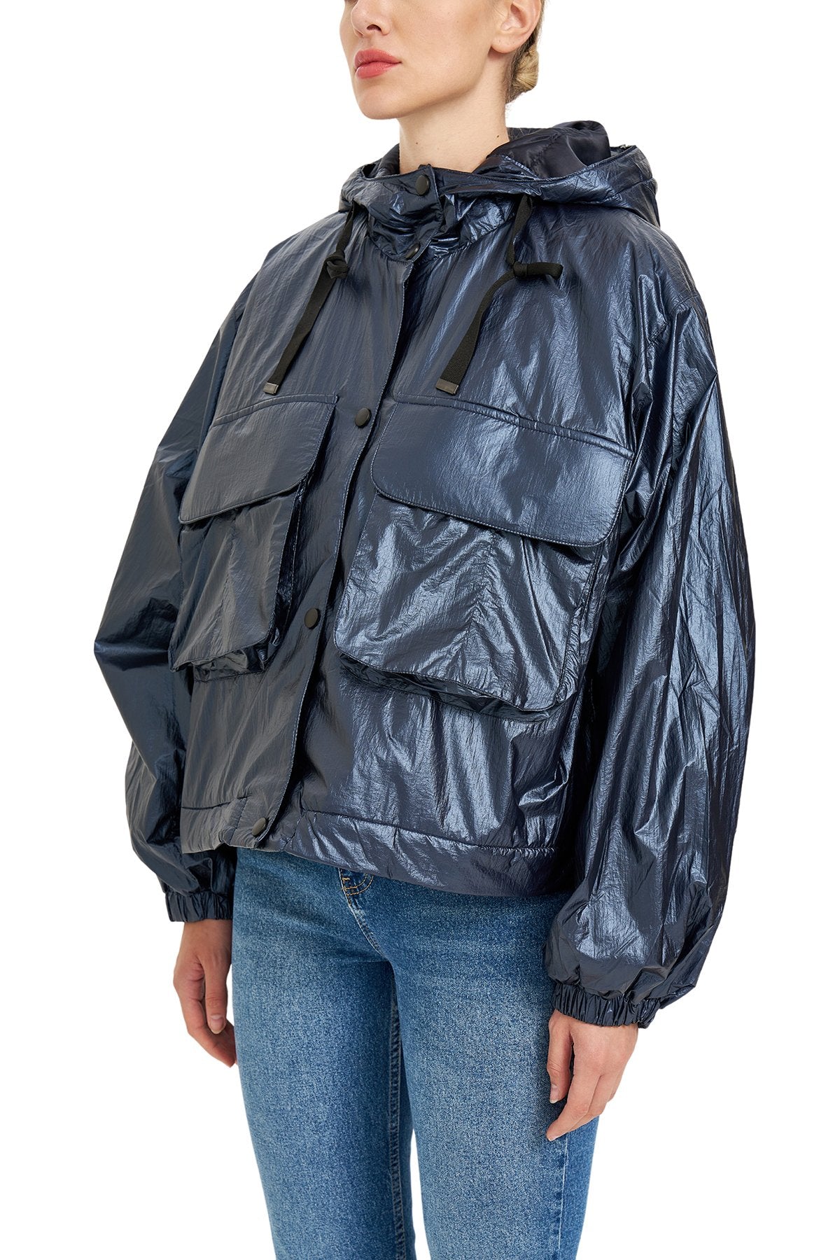 Kargo Cepli Oversize Mont LACİVERT