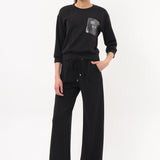 Geniş Yaka Sweatshirt SİYAH