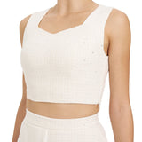 Pul Detaylı Crop Bluz BEYAZ
